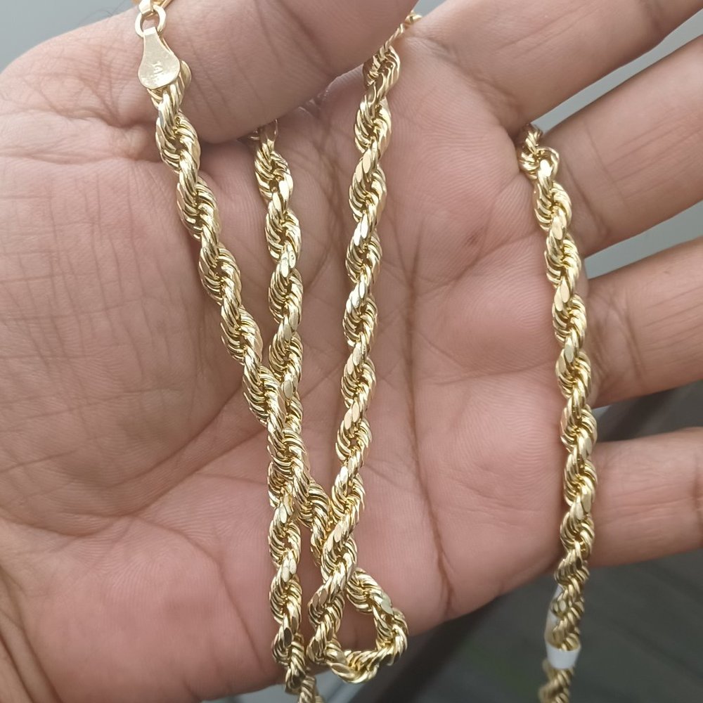 14kt Real Gold Rope Chain 24 inches